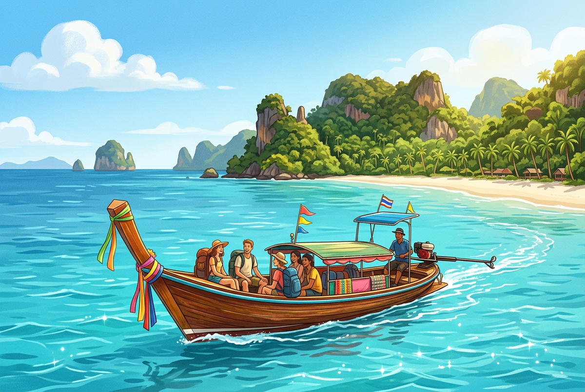 ภาพประกอบเส้นทางเรือจากเกาะลันตาไปเกาะไหง