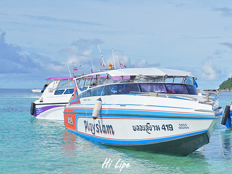 Ploysiam speedboat 419 anchored at Koh Lipe beach ready for departure to Pak Bara Pier